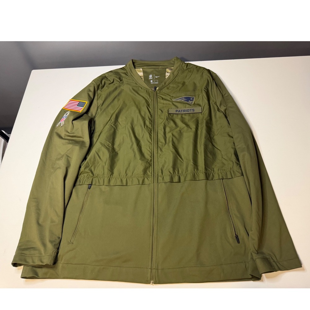 Nike NFL New England Patriots Salute to Service Jacket Olive Green Mens XXL